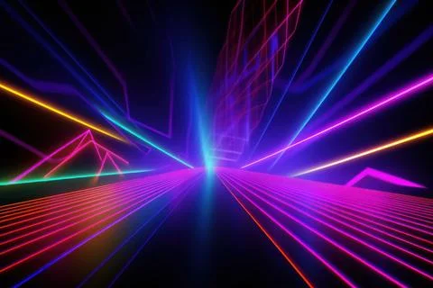 3d rendering neon light abstract ultraviolet background, dynamic glowing li.. Stock Illustration