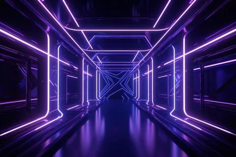 3d rendering neon light abstract ultraviolet background, dynamic glowing li.. Stock Illustration