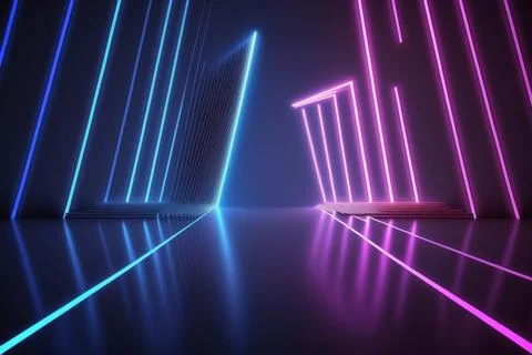 3d rendering neon light abstract ultraviolet background, dynamic glowing li.. Stock Illustration