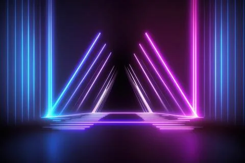 3d rendering neon light abstract ultraviolet background, dynamic glowing li.. Stock Illustration