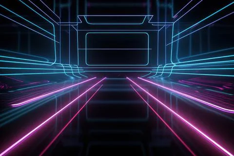 3d rendering neon light abstract ultraviolet background, dynamic glowing li.. Stock Illustration