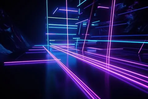 3d rendering neon light abstract ultraviolet background, dynamic glowing li.. Stock Illustration