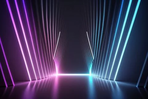 3d rendering neon light abstract ultraviolet background, dynamic glowing li.. Stock Illustration