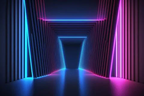 3d rendering neon light abstract ultraviolet background, dynamic glowing li.. Stock Illustration