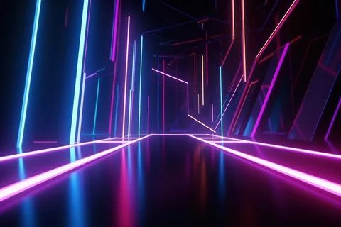 3d rendering neon light abstract ultraviolet background, dynamic glowing li.. Stock Illustration