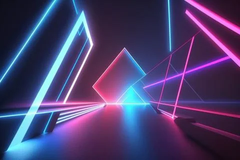 3d rendering neon light abstract ultraviolet background, dynamic glowing li.. Illustrazione stock