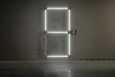 3d rendering of neon tubes building the number nine Ilustración de archivo