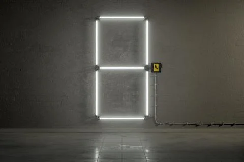 3d rendering of neon tubes building the number eight Ilustración de archivo