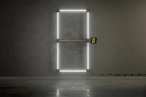 3d rendering of neon tubes building the number zero Ilustración de archivo
