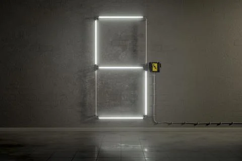 3d rendering of neon tubes building the number five Ilustración de archivo