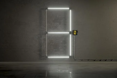 3d rendering of neon tubes building the number three Ilustración de archivo