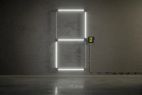 3d rendering of neon tubes building the number two Ilustración de archivo
