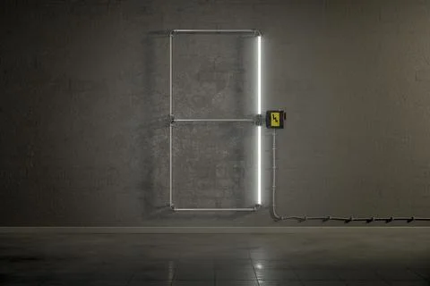3d rendering of neon tubes building the number one Ilustración de archivo