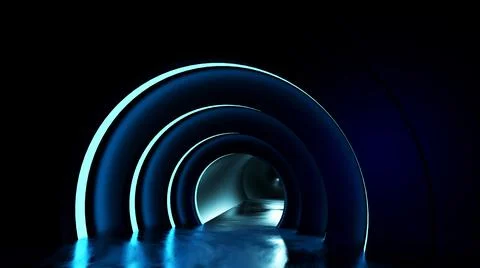 3D rendering of an neon tunnel overlaying Stock Illustration