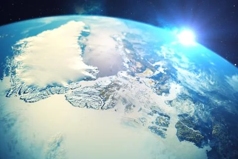 3D rendering Network and data exchange over planet earth in space. Connection 库存插图
