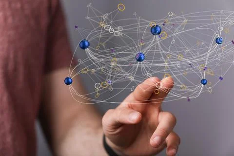 3d rendering of network dots and lines, concept of connection and comunication Stock Photos