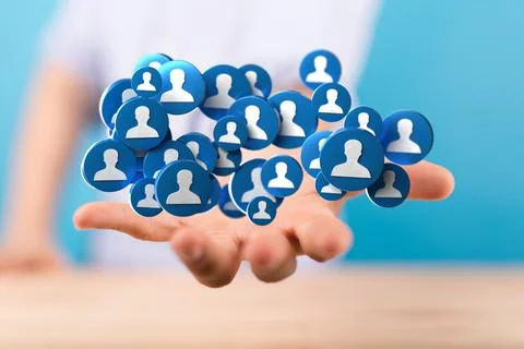 3D rendering of network icons; digital data concept Stock Photos