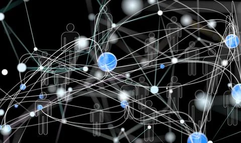 3D rendering of Neural network - Big data and cybersecurity concept Stock Illustration