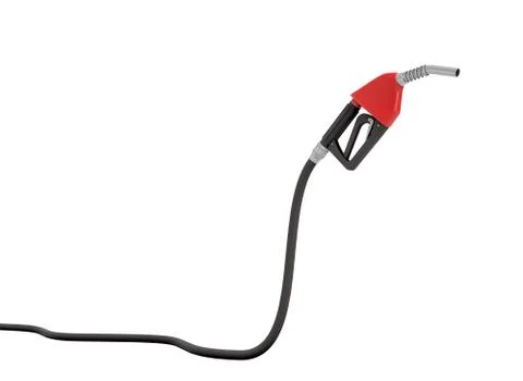 3d rendering of a new red and black gas nozzle in side view on white background. Stock Illustration