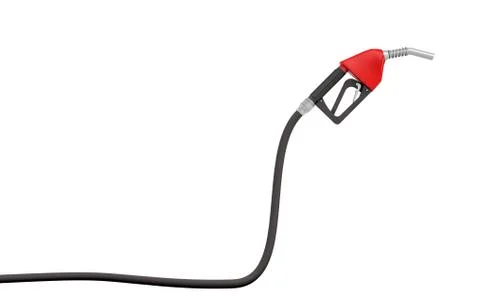 3d rendering of a new red and black gas nozzle in side view on white background. Stock Illustration
