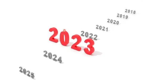 3D Rendering. new year card start to 2023 on the white background. Stock Illustration