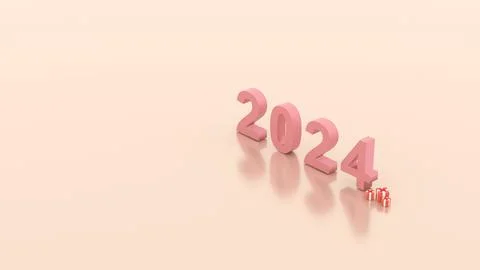 3D Rendering. new year card start to 2024 on the soft color background. Stock Illustration