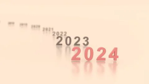 3D Rendering. new year card start to 2024 on the soft color background. Stock Illustration