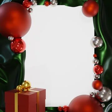 3d rendering New Year's poster template gift design among red, silver and gol Stock Illustration