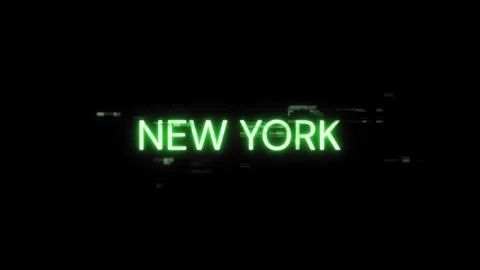 3D rendering New York text with screen effects of technological glitches Stock Illustration