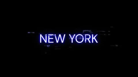 3D rendering New York text with screen effects of technological glitches Stock Illustration