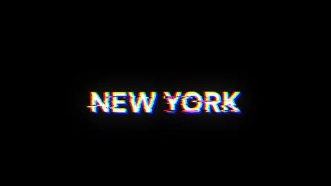 3D rendering New York text with screen effects of technological glitches Stock Illustration