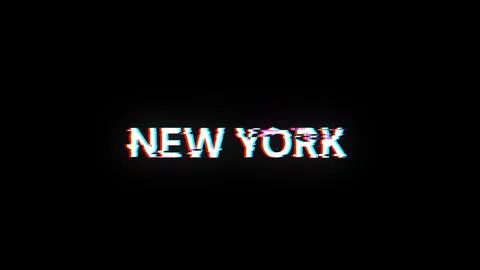 3D rendering New York text with screen effects of technological glitches Stock Illustration
