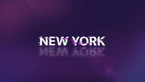 3D rendering New York text with screen effects of technological glitches Stock-Illustration