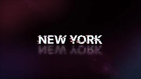 3D rendering New York text with screen effects of technological glitches Stock Illustration