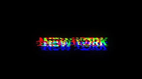 3D rendering New York text with screen effects of technological glitches Stock Illustration