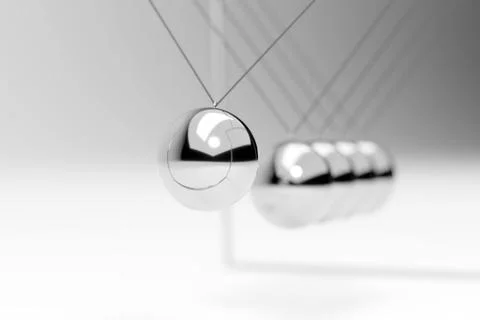 3D rendering. Newton's cradle. Balancing ball. Stock Illustration