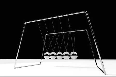 3D rendering. Newton's cradle. Balancing ball. Stock Illustration