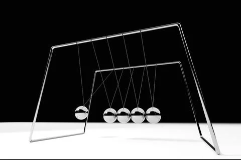 3D rendering. Newton's cradle. Balancing ball. Stock Illustration