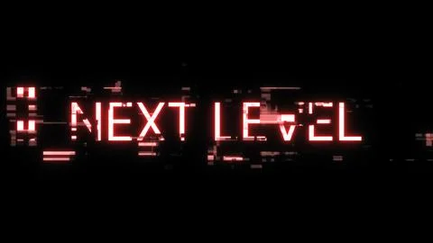 3D rendering next level text with screen effects of technological glitches Stock Illustration