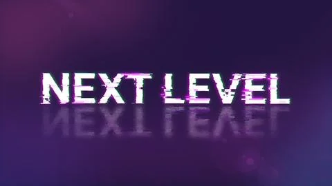 3D rendering next level text with screen effects of technological glitches Stock Illustration