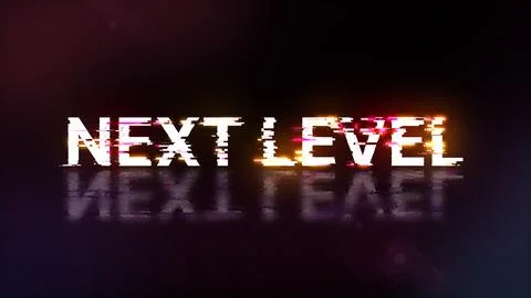 3D rendering next level text with screen effects of technological glitches Stock Illustration