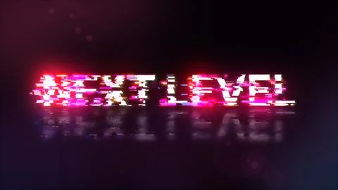 3D rendering next level text with screen effects of technological glitches Stock Illustration