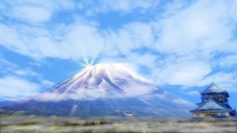 3d rendering of nice lighting with blue sky and mountain Stock Photos