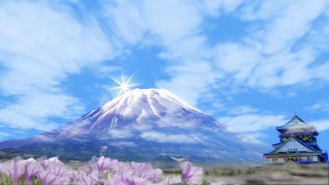 3d rendering of nice lighting with blue sky and mountain Stock Photos