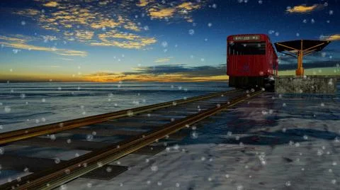 The 3d rendering nice train view with nice background ,with chinese character イラスト素材