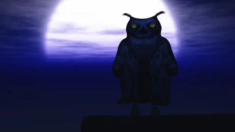 3D rendering of a night owl in moonlight. Stock-Illustration