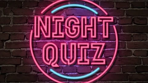 3D Rendering Night Quiz Neon Sign with a Brick Wall Background 库存影片 130874082