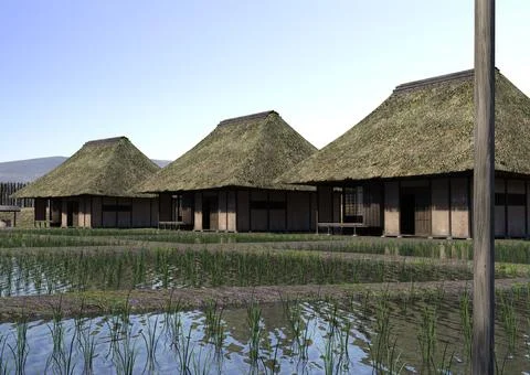 3D Rendering Ninja Village Stock Illustration