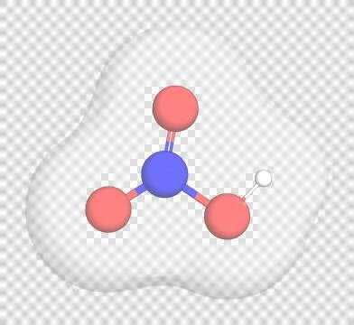 3D rendering of Nitric Acid over a transparent background. Stock Illustration