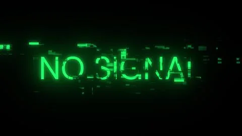 3D rendering no signal text with screen effects of technological glitches Stock Illustration